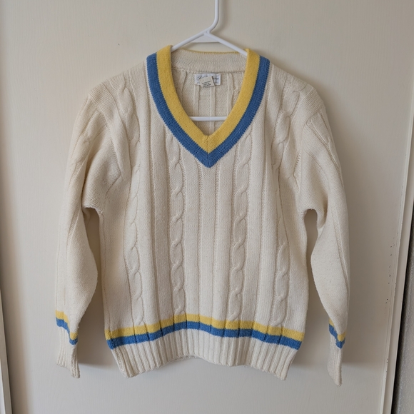 Vtg Saks Fifth Avenue Womens S Wintuk Orlan Cable Knit Sweater Tennis Preppy - Picture 1 of 6